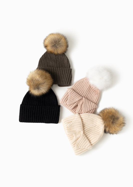 Back Bun/Ponytail Pom Pom Hat - FINAL SALE Accessories