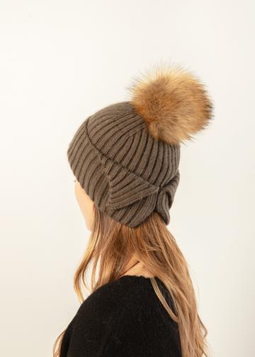 Back Bun/Ponytail Pom Pom Hat - FINAL SALE Accessories Olive Green