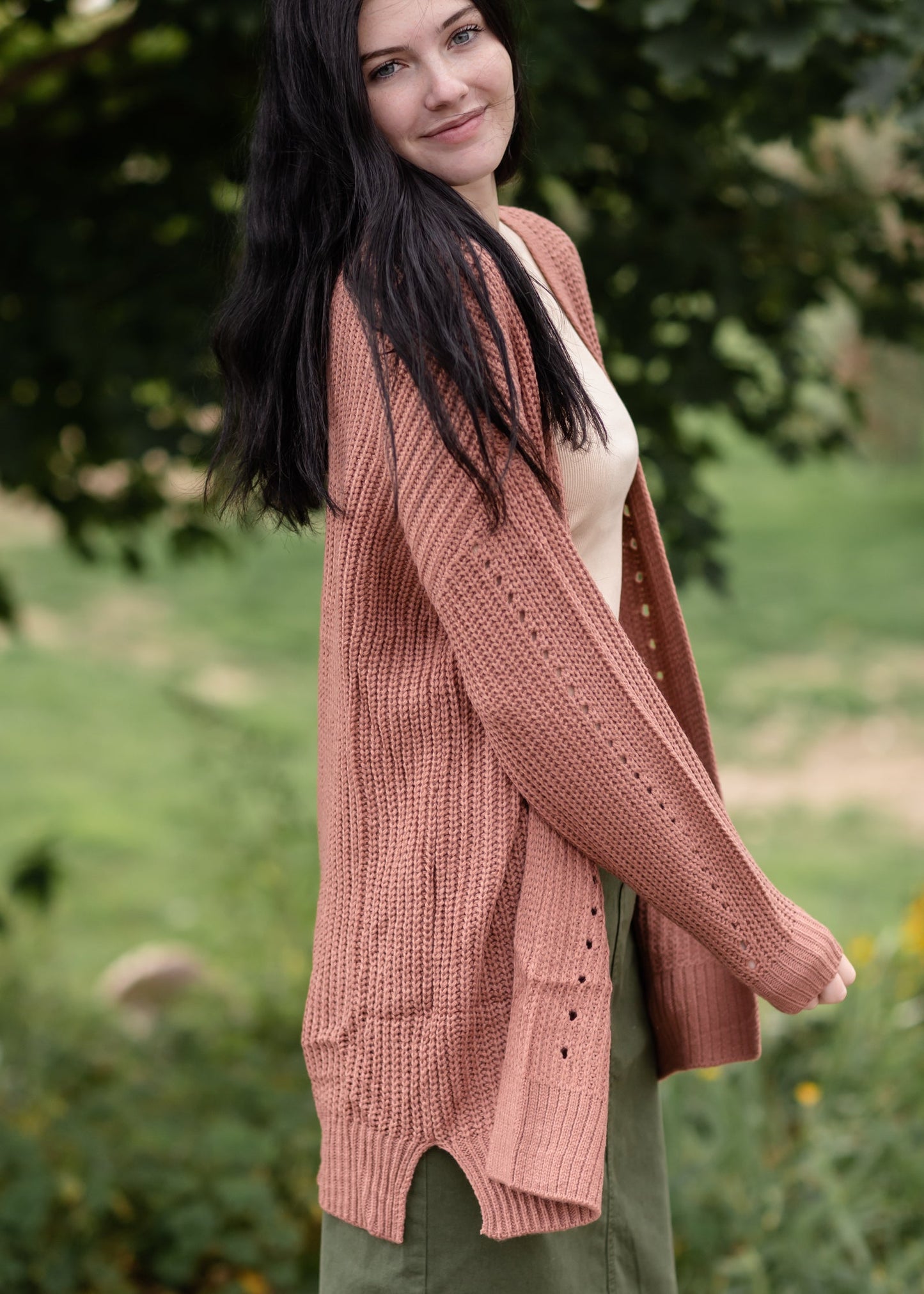 Balloon Sleeve Open Front Sweater Knit Cardigan -FINAL SALE Tops