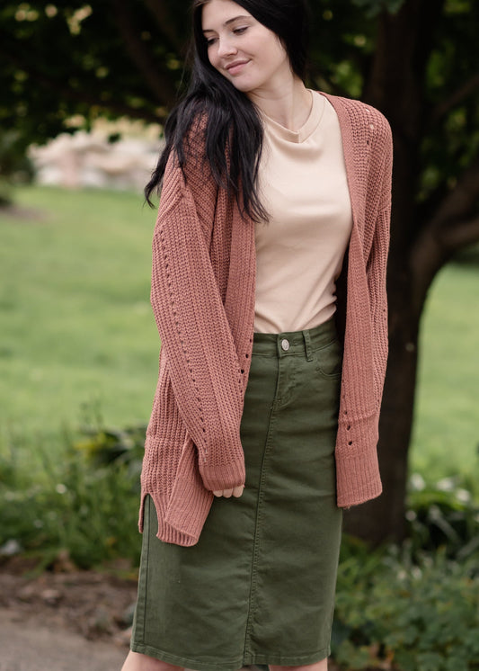 Balloon Sleeve Open Front Sweater Knit Cardigan -FINAL SALE Tops