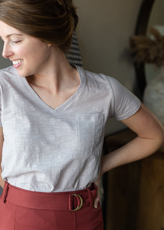 Basic Mauve Pocket Top Tops