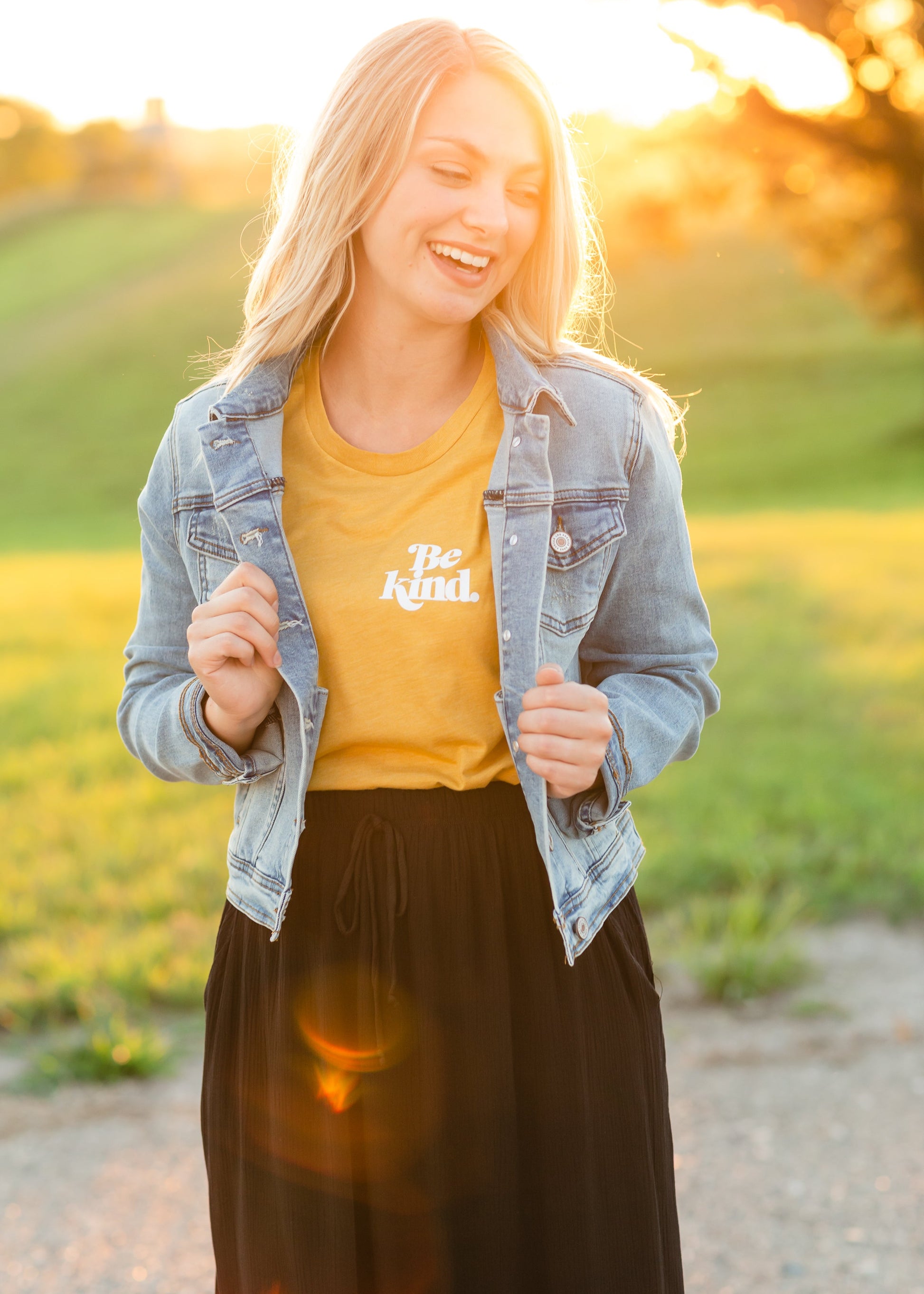 Be Kind Mustard Graphic Tee Tops