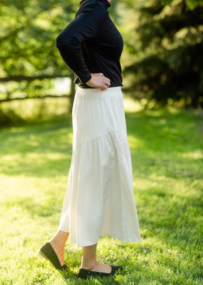 Beige Asymmetric Seam Midi Skirt Skirts Hayden Los Angeles