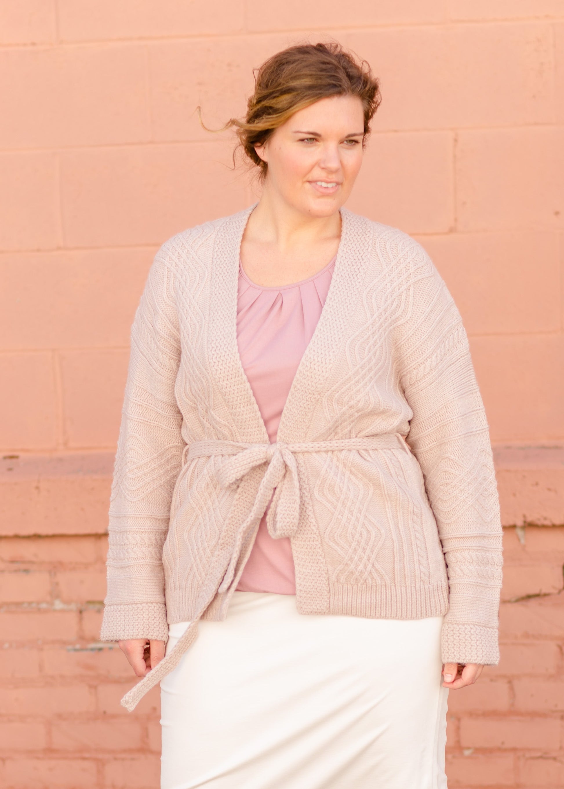 Belted Cable Knit Cardigan - FINAL SALE Tops