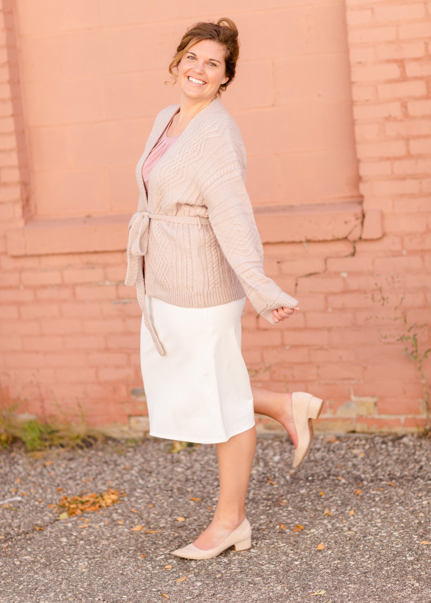 Belted Cable Knit Cardigan - FINAL SALE Tops