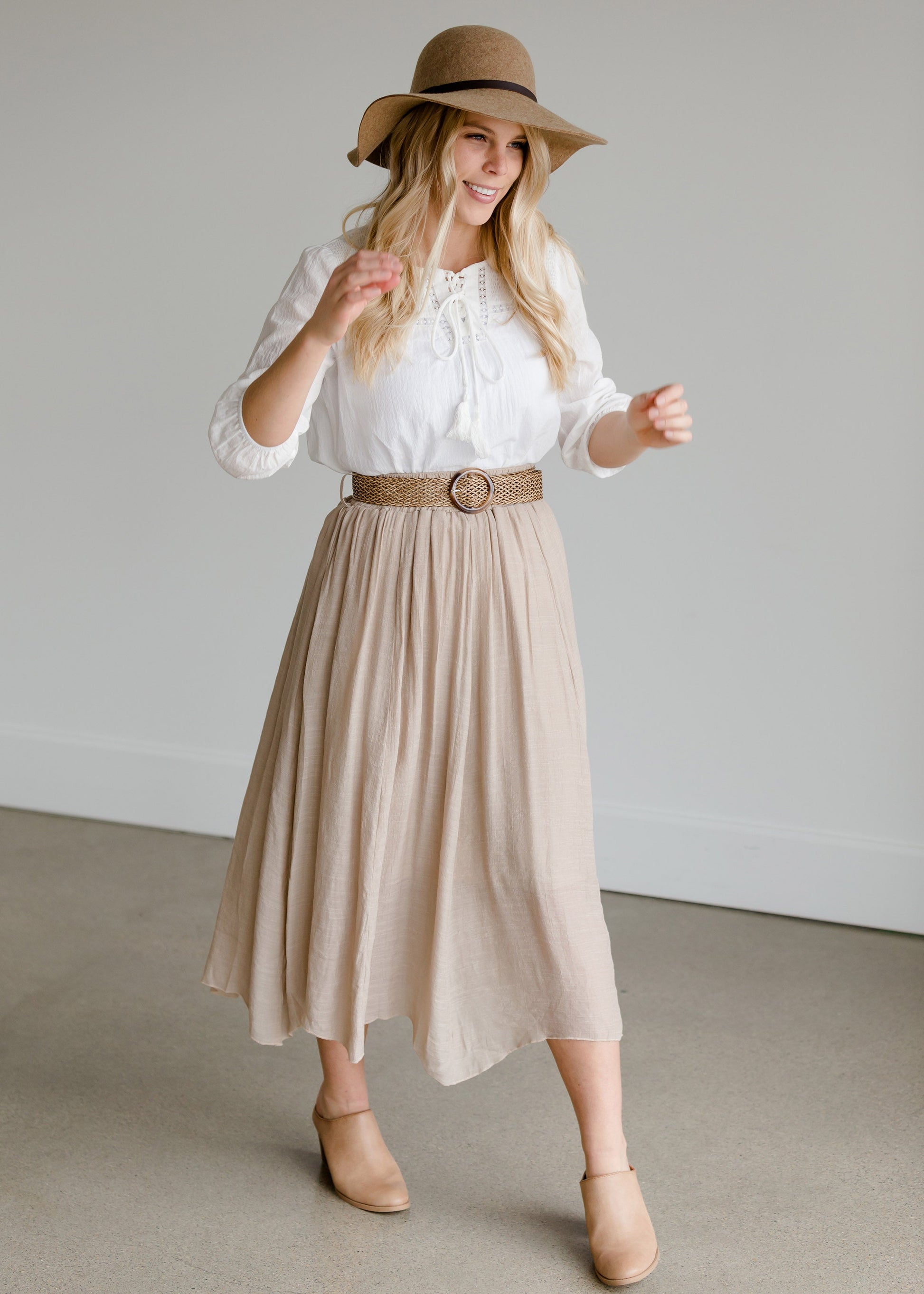 Belted Crepe Midi Skirt - FINAL SALE Skirts