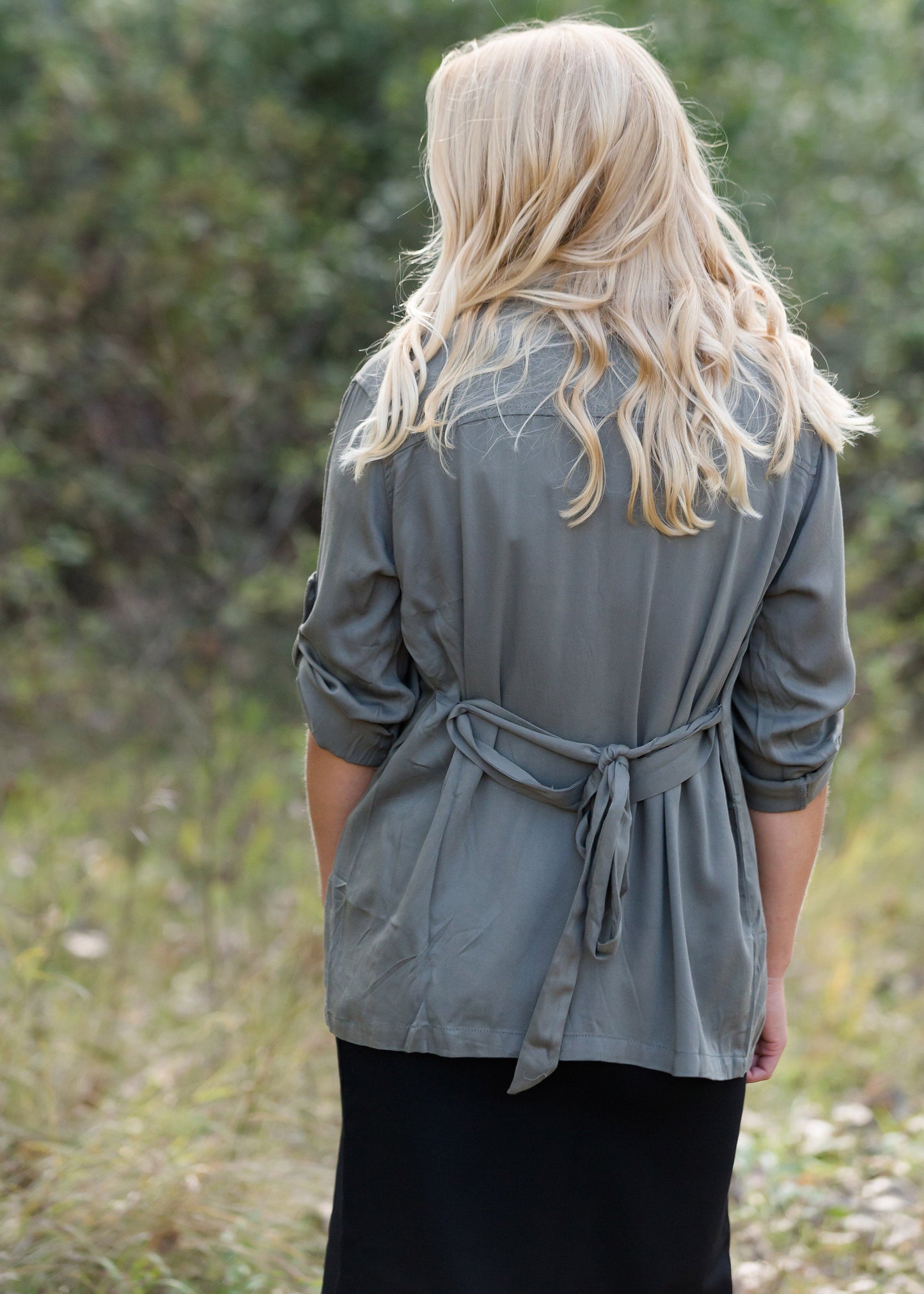 Belted Olive Cargo Jacket - FINAL SALE Tops