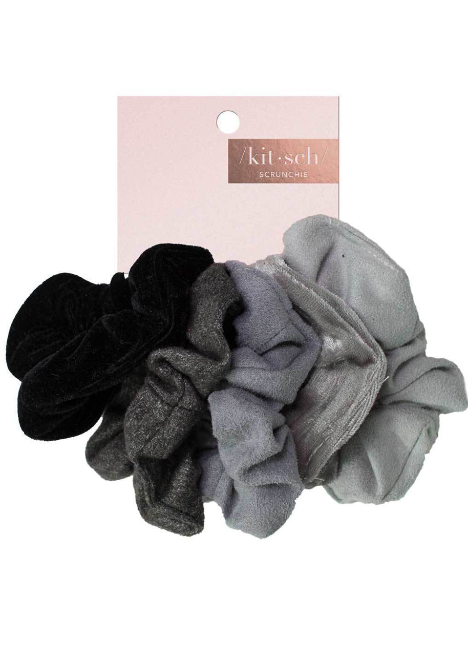 Black and Gray Velvet Scrunchie set Accessories