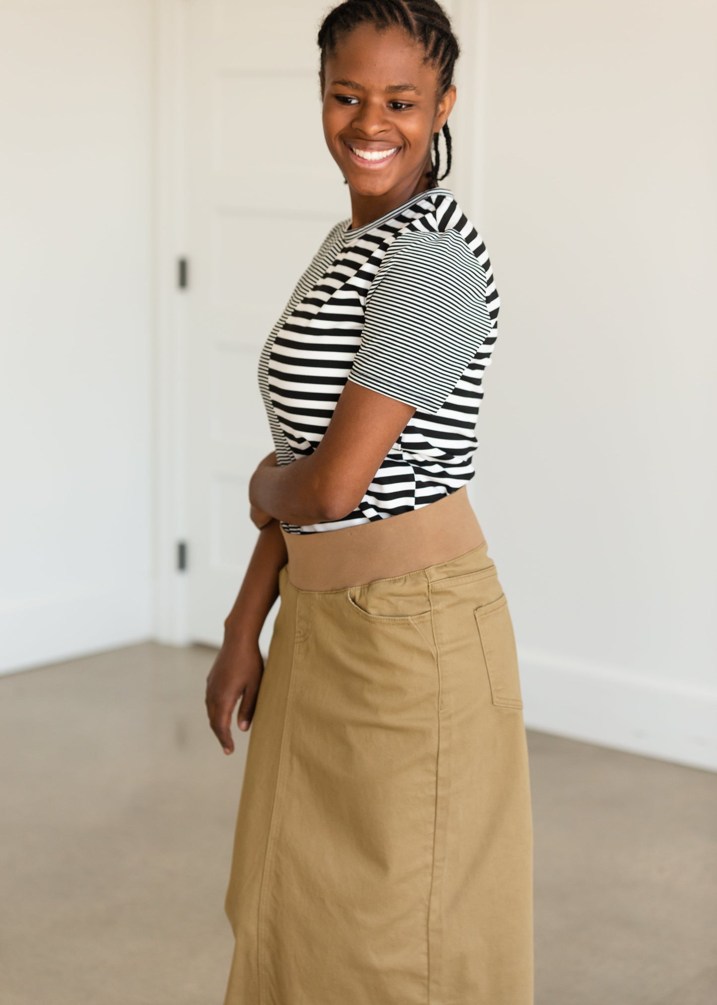 Black and White Mixed Striped Tee Shirt - FINAL SALE Tops