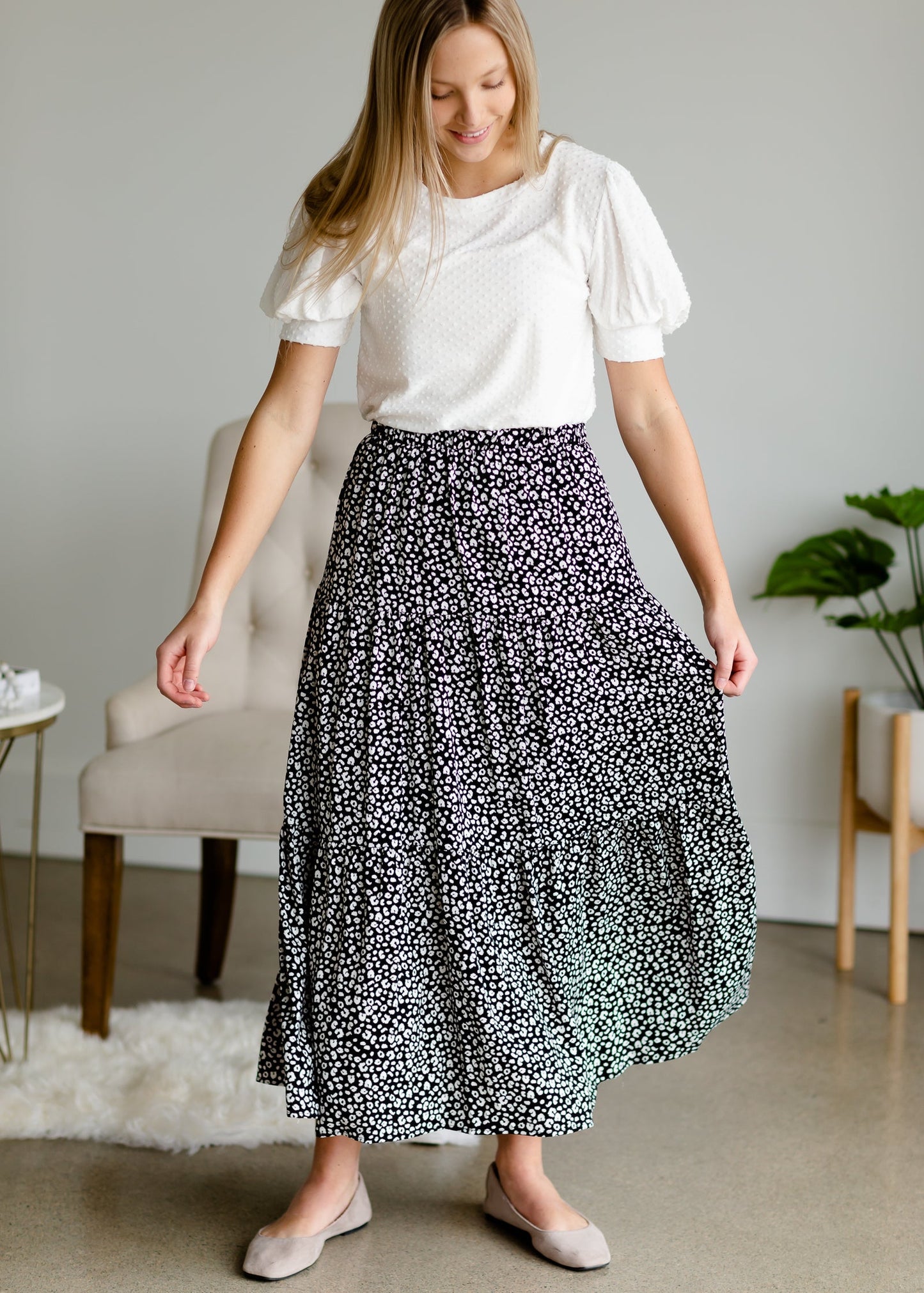 Black Animal Print Flowy Skirt - FINAL SALE Skirts