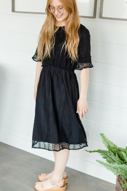 Black Crochet Trim Lace Dress - FINAL SALE Dresses