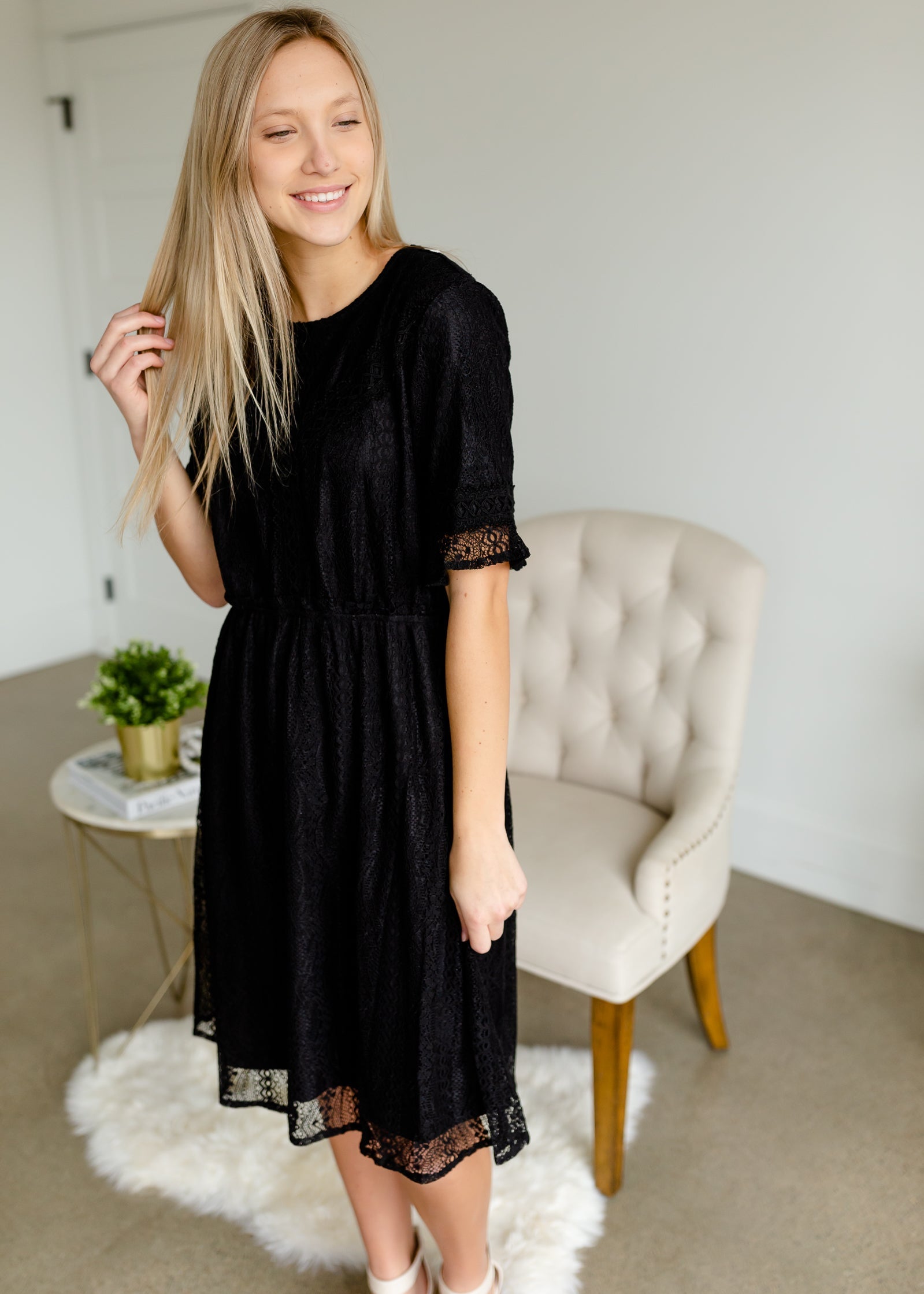 Black Crochet Trim Lace Dress - FINAL SALE Dresses