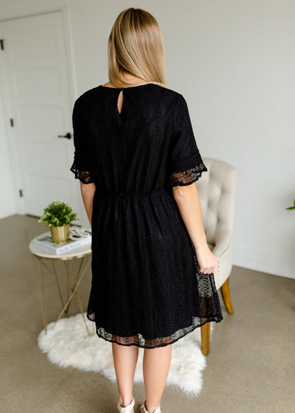 Black Crochet Trim Lace Dress - FINAL SALE Dresses