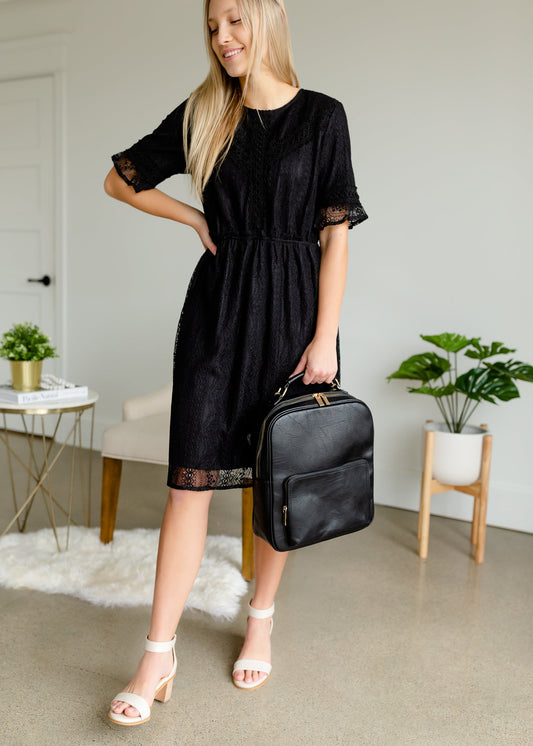 Black Crochet Trim Lace Dress - FINAL SALE Dresses