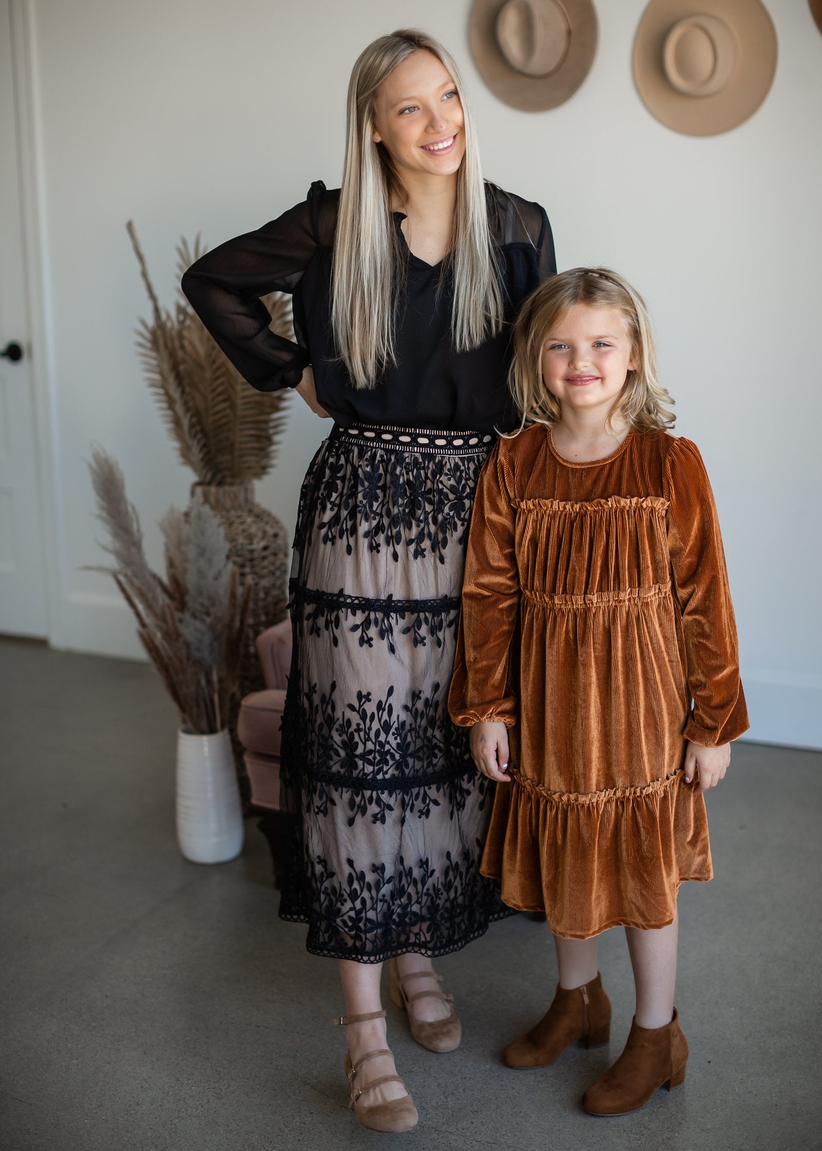 Black Embroidered Lace Overlay Tiered Midi Skirt Skirts Polagram + BaeVely