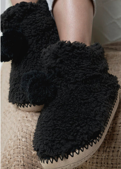 Black Faux Fur Bootie Slippers - FINAL SALE Shoes