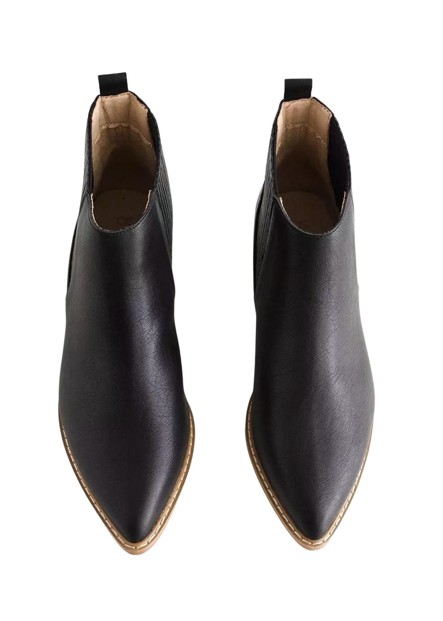 Black Faux Leather Pointed Toe Bootie Shoes Oasis Society