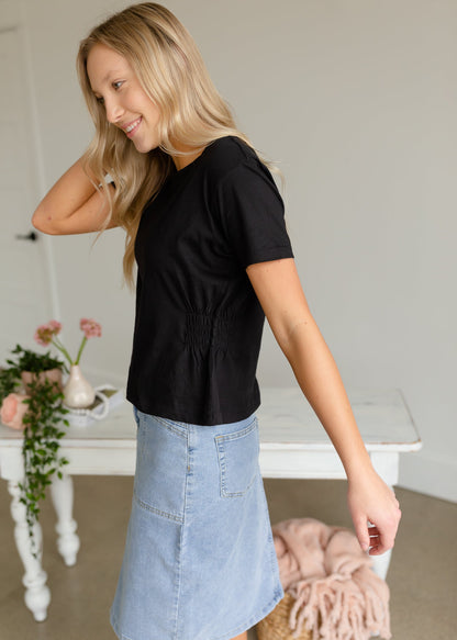 Black Knit Cinched Top - FINAL SALE Tops