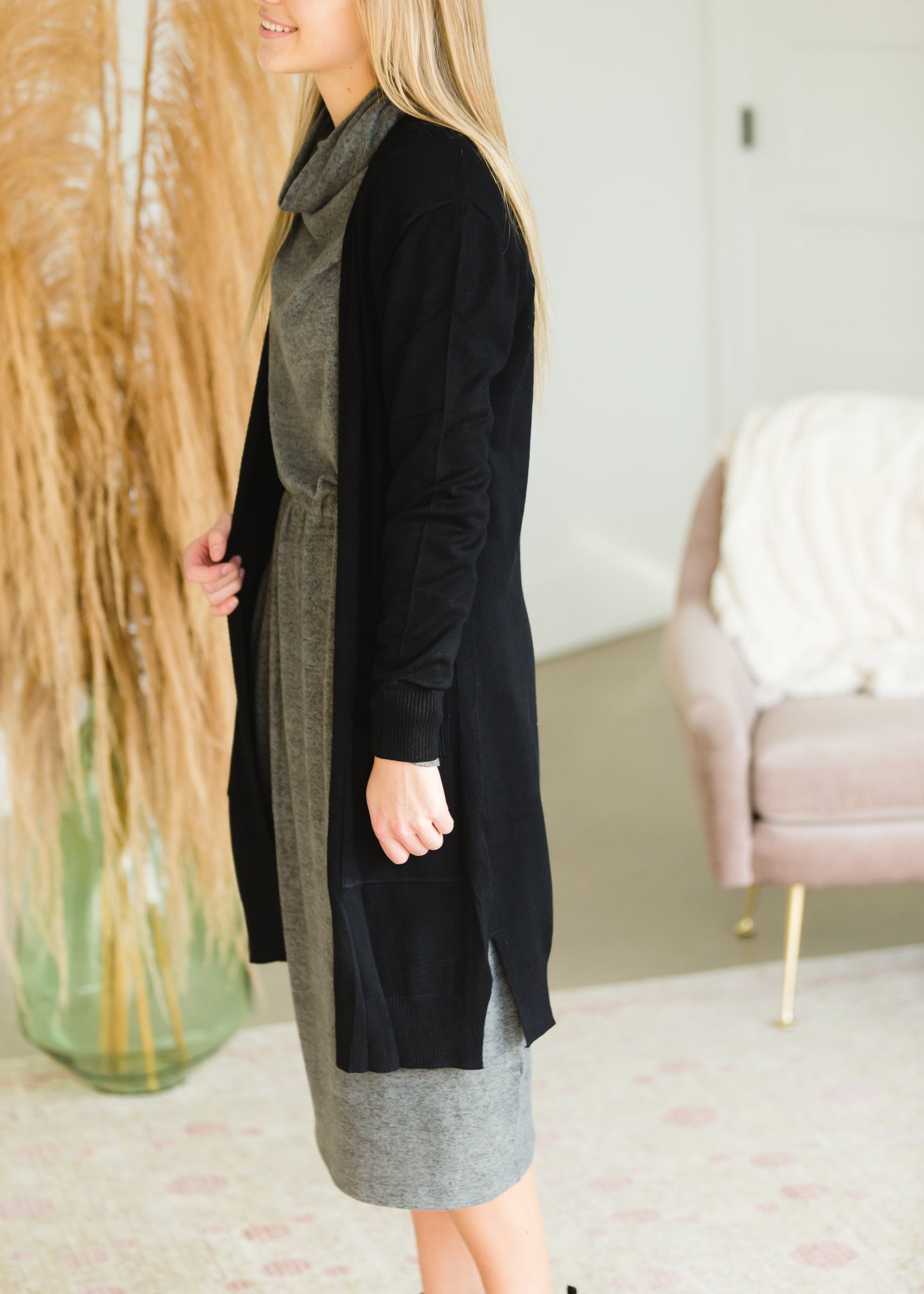 Black Open Front Pocket Cardigan - FINAL SALE Shirt