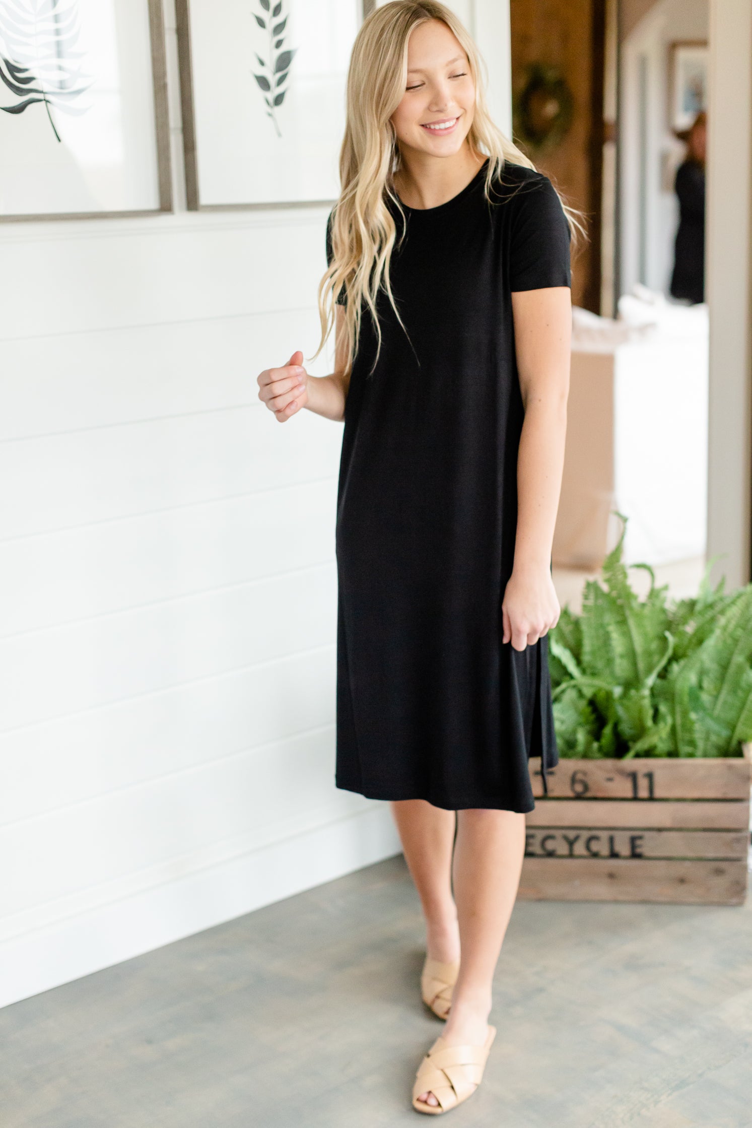 Black Short Sleeve T-Shirt Dress - FINAL SALE Dresses