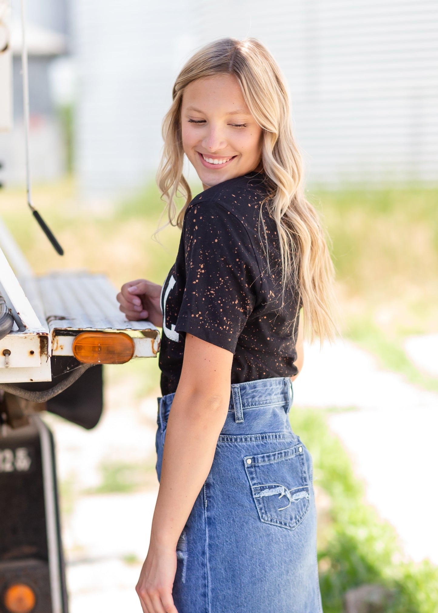 Black Speckled Local T-Shirt Tops