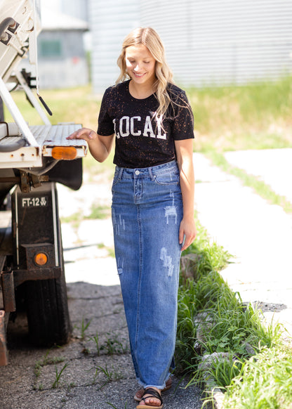 Black Speckled Local T-Shirt Tops