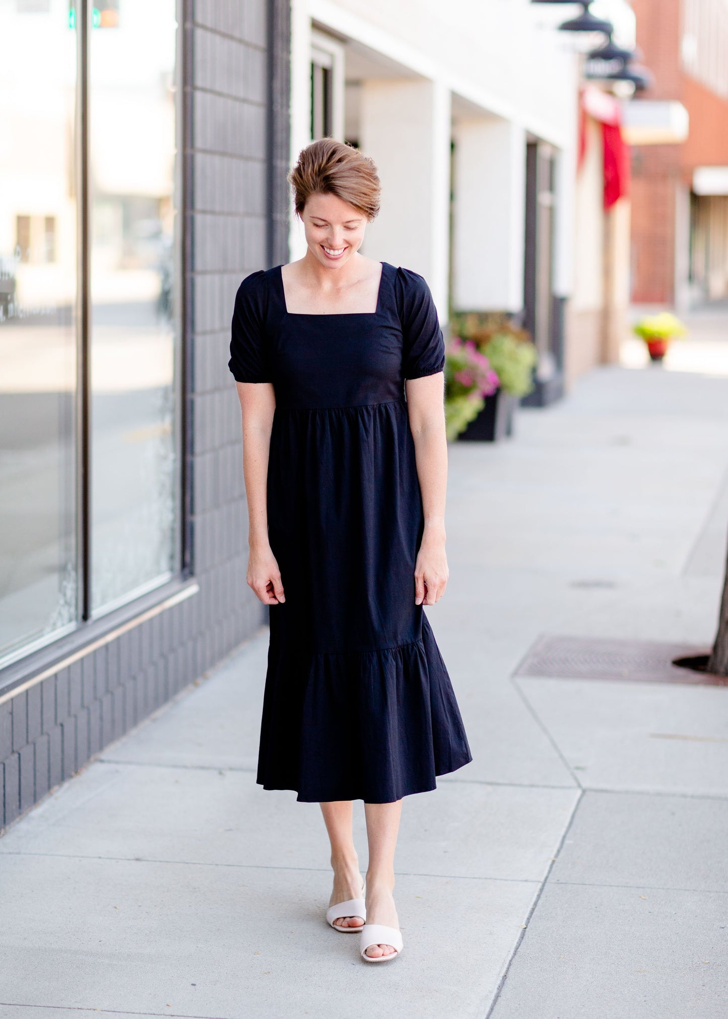 Black Square Neck Midi Dress Dresses Mod Ref