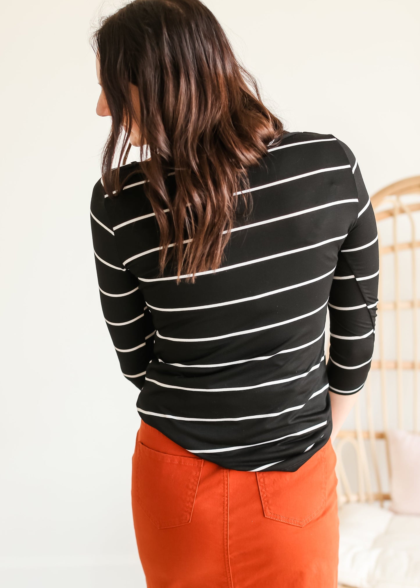 Black Striped Boatneck Top - FINAL SALE Tops