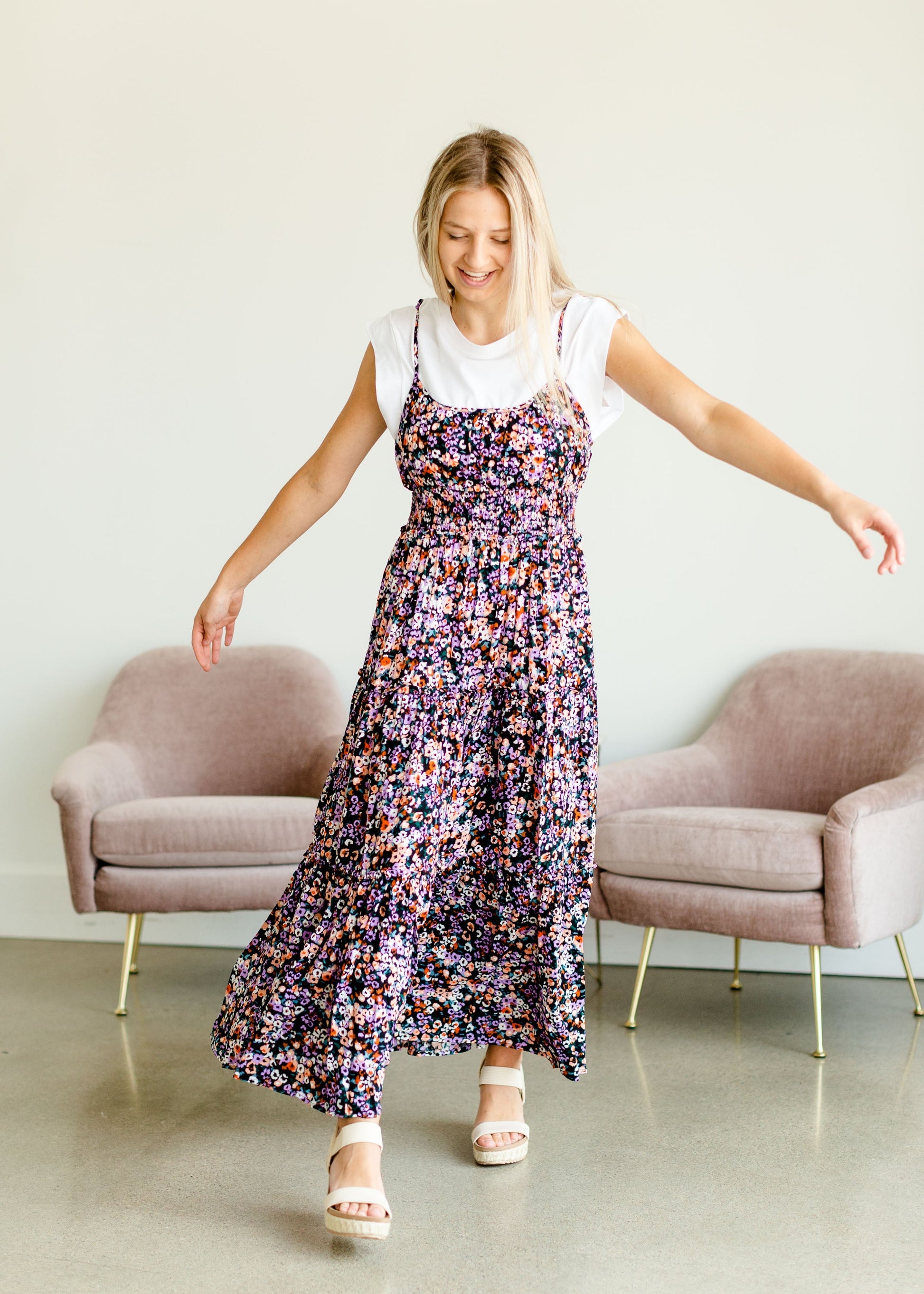 Black Tiny Floral Maxi Dress - FINAL SALE Dresses