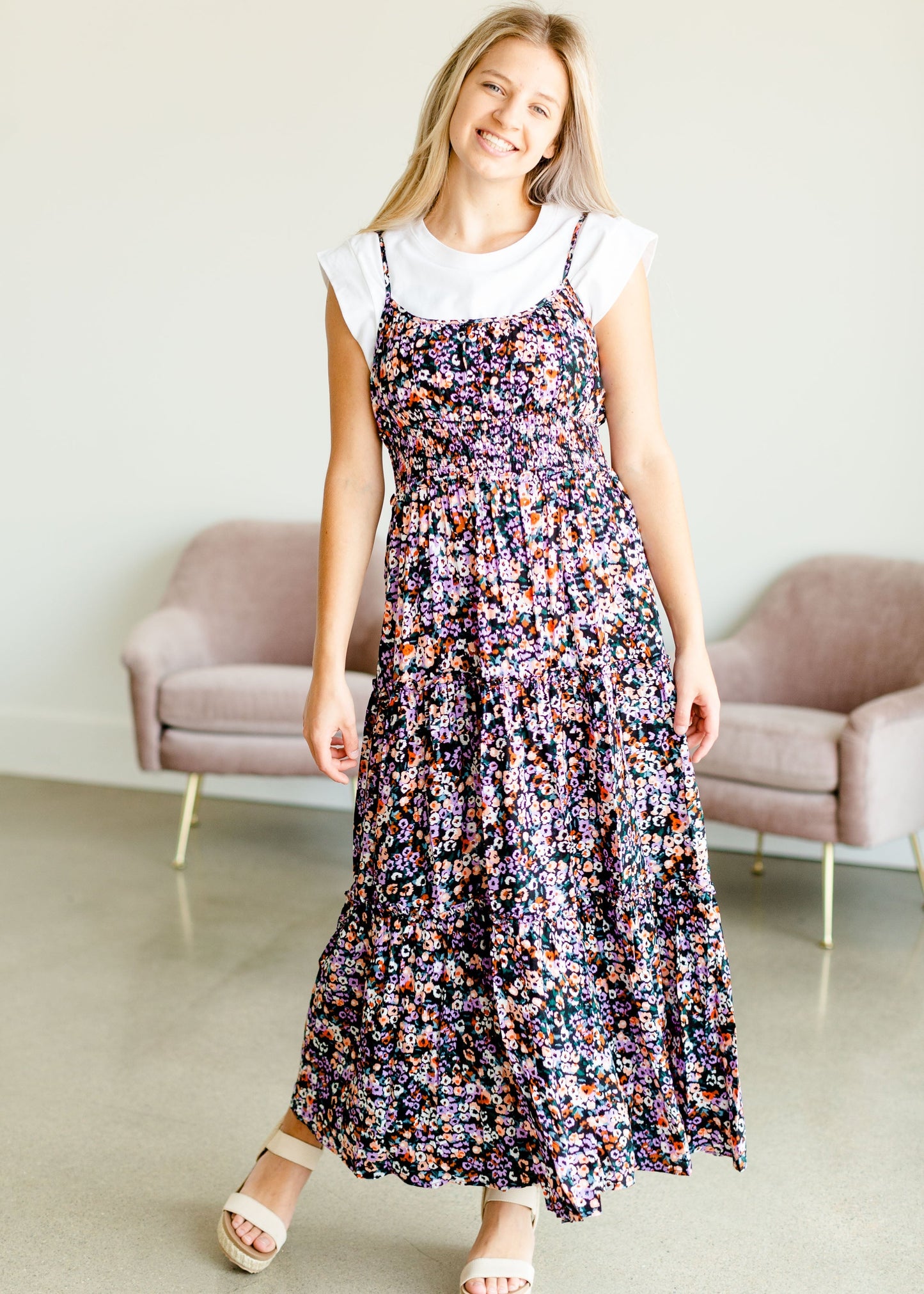 Black Tiny Floral Maxi Dress - FINAL SALE Dresses