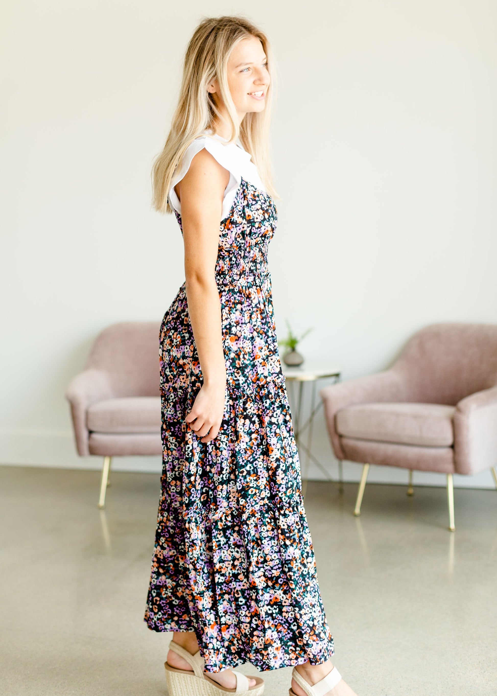 Black Tiny Floral Maxi Dress - FINAL SALE Dresses