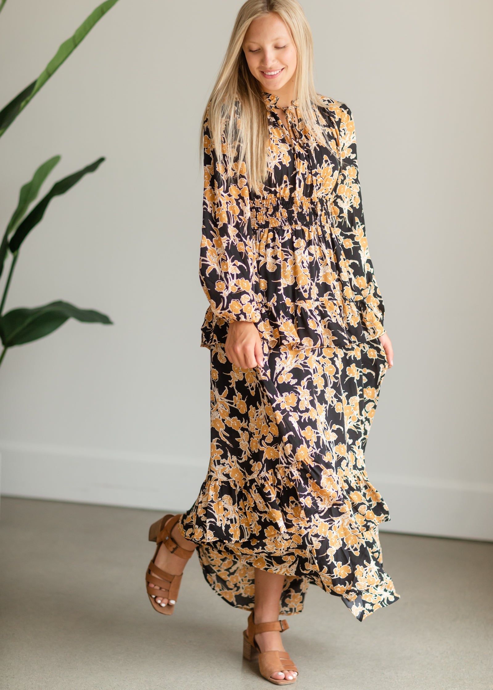 Black V-Neck Floral Maxi Dress - FINAL SALE Dresses