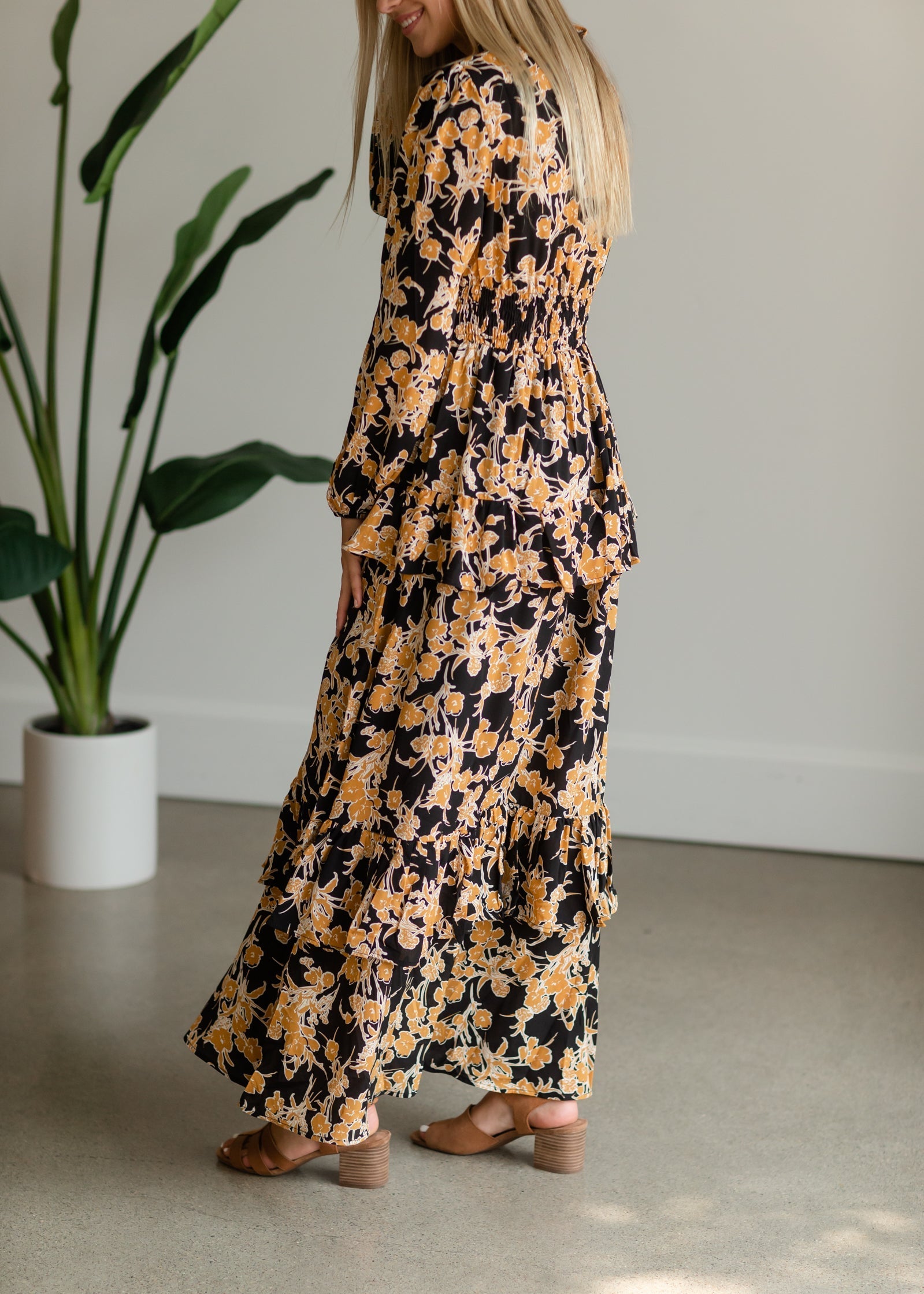 Black V-Neck Floral Maxi Dress - FINAL SALE Dresses