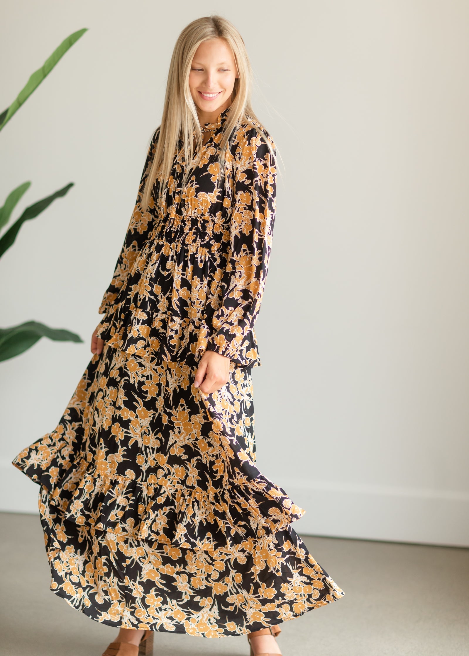 Black V-Neck Floral Maxi Dress - FINAL SALE Dresses