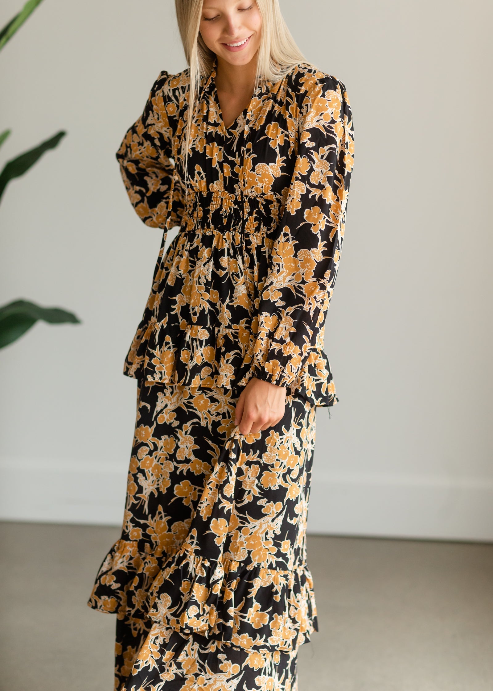 Black V-Neck Floral Maxi Dress - FINAL SALE Dresses