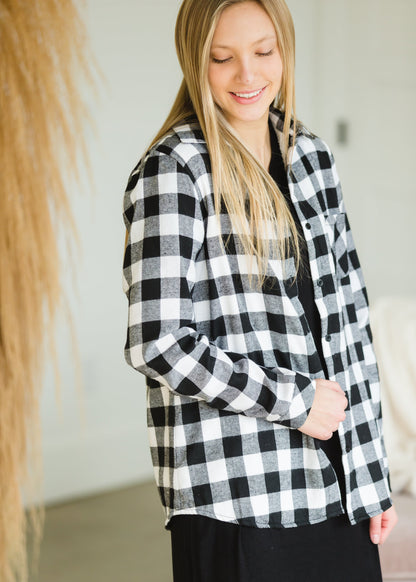 Black + White Buffalo Check Flannel - FINAL SALE Tops