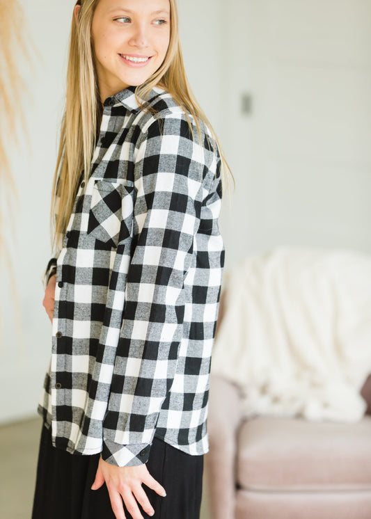 Black + White Buffalo Check Flannel - FINAL SALE Tops