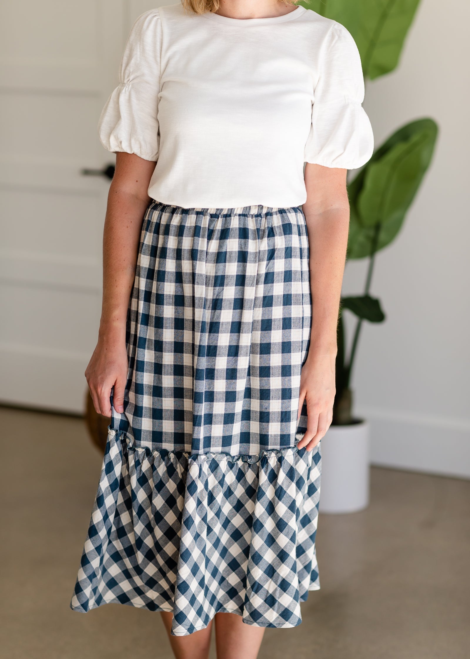 Blue Gingham Midi Skirt - FINAL SALE Skirts