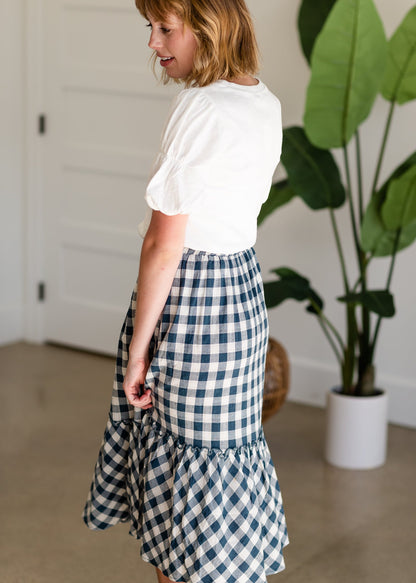 Blue Gingham Midi Skirt - FINAL SALE Skirts