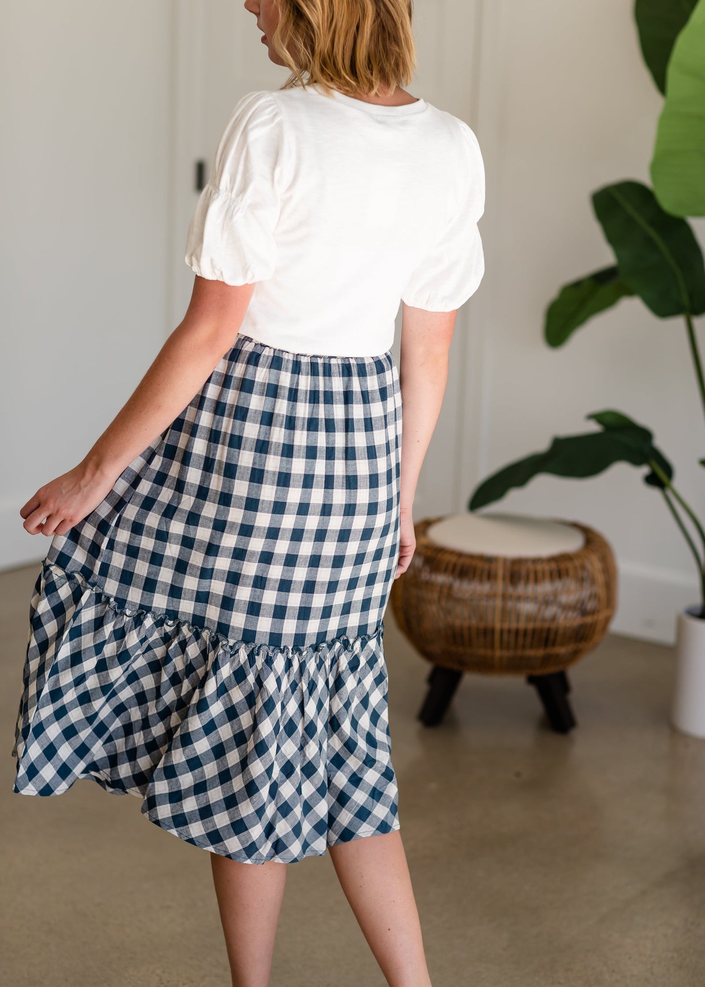 Blue Gingham Midi Skirt - FINAL SALE Skirts