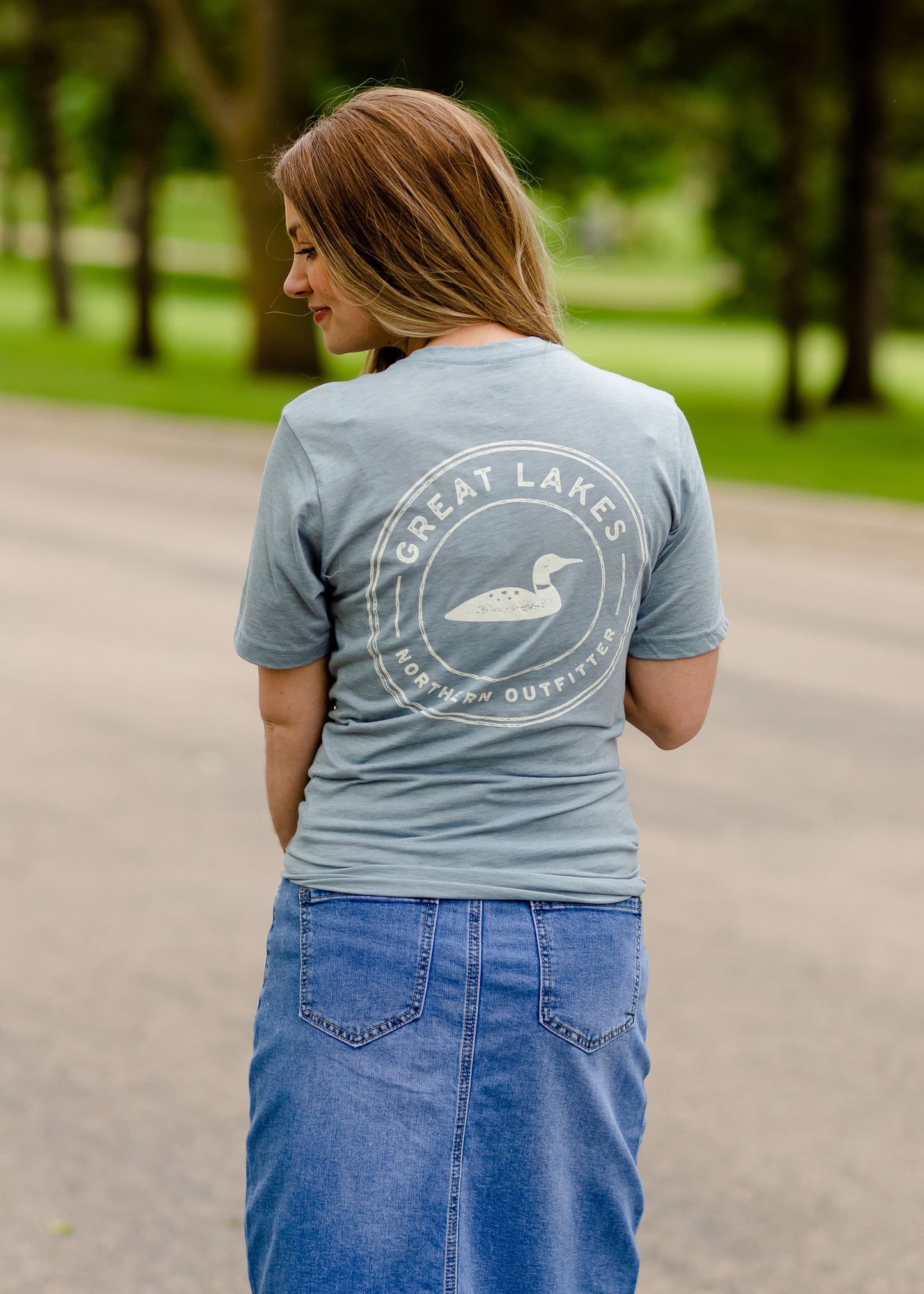 Blue Short Sleeve Great Lake T-Shirt Tops