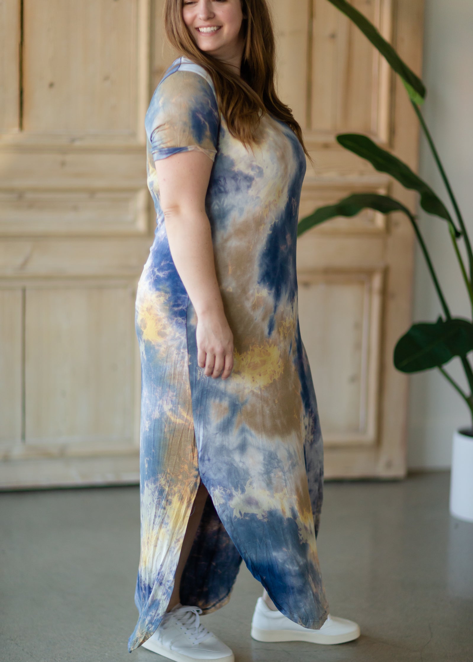 Blue Tie Dye Maxi T-Shirt Dress - FINAL SALE Dresses