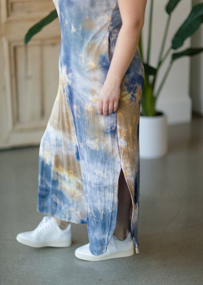 Blue Tie Dye Maxi T-Shirt Dress - FINAL SALE Dresses