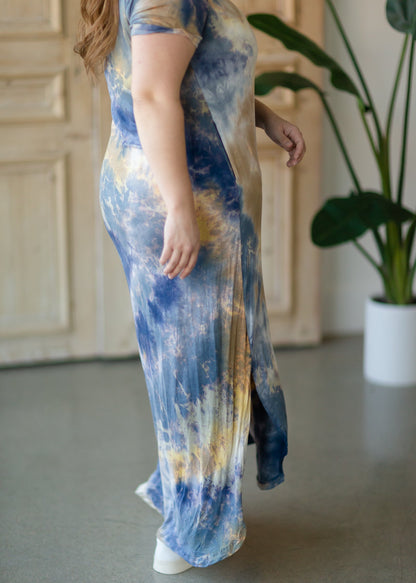 Blue Tie Dye Maxi T-Shirt Dress - FINAL SALE Dresses