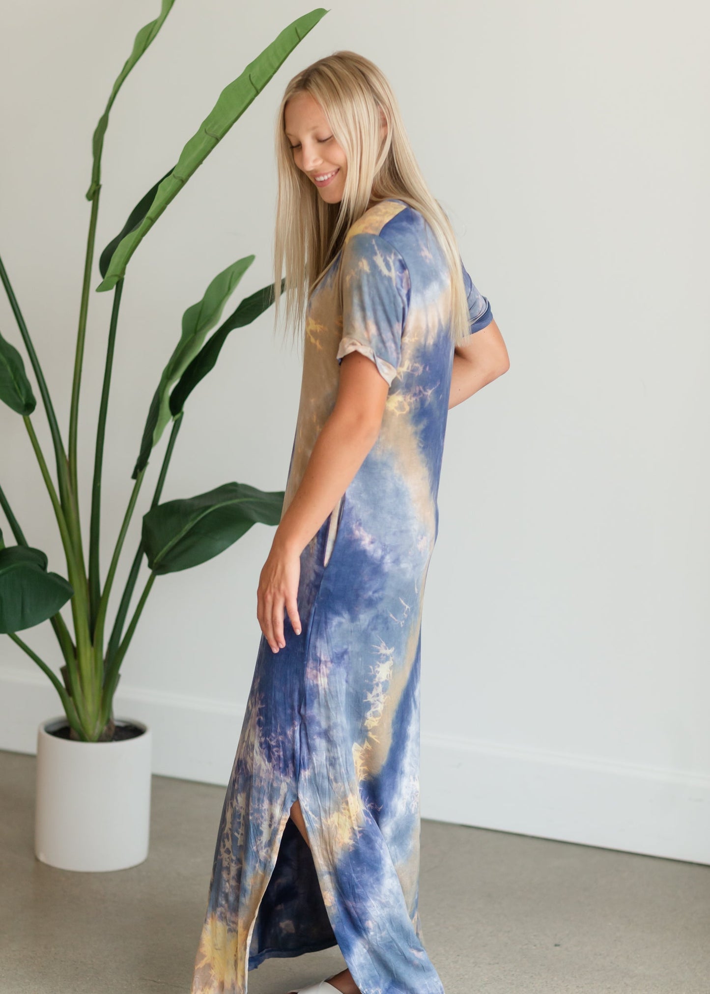 Blue Tie Dye Maxi T-Shirt Dress - FINAL SALE Dresses