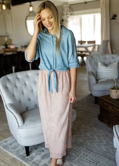 Blush Crinkled Chiffon Maxi Skirt - FINAL SALE Skirts