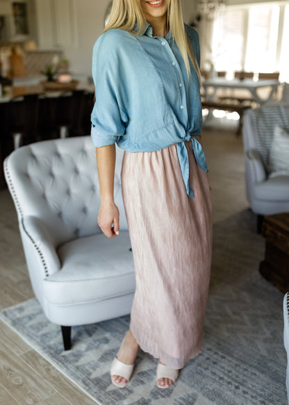 Blush Crinkled Chiffon Maxi Skirt - FINAL SALE Skirts