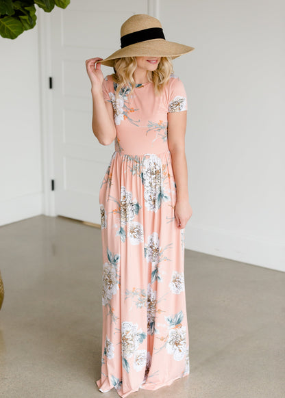 Blush Flare Floral Maxi Dress Dresses