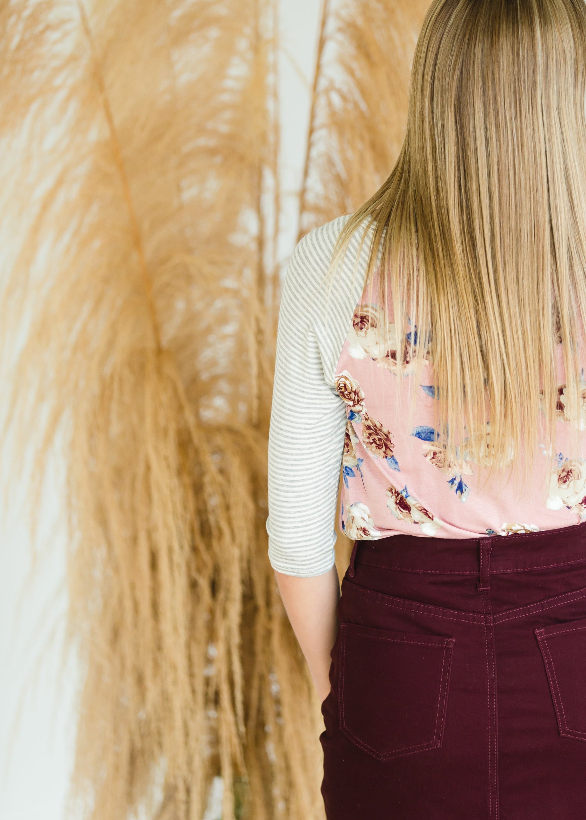 Blush Floral + Pin Striped Top - FINAL SALE Top