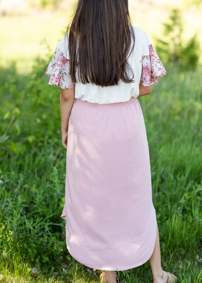 Blush Hi-Lo Knit Midi Skirt - FINAL SALE Skirts